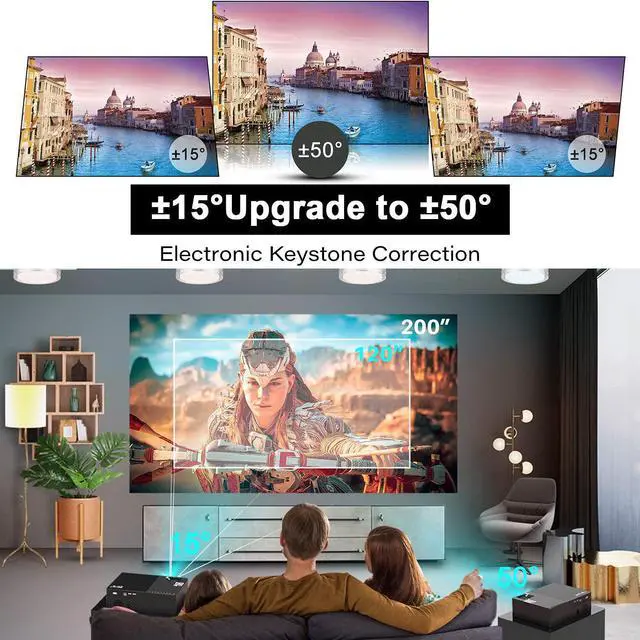 Alt view image 6 of 14 - JIMTAB M18 PRO Native 1080P Video Projector,WiFi HD Projector Support AV,VGA,USB,HDMI, Compatible with Xbox,Laptop,iPhone and Android for Academic Display and Home Theater (Metallic Black(M18 Pro))