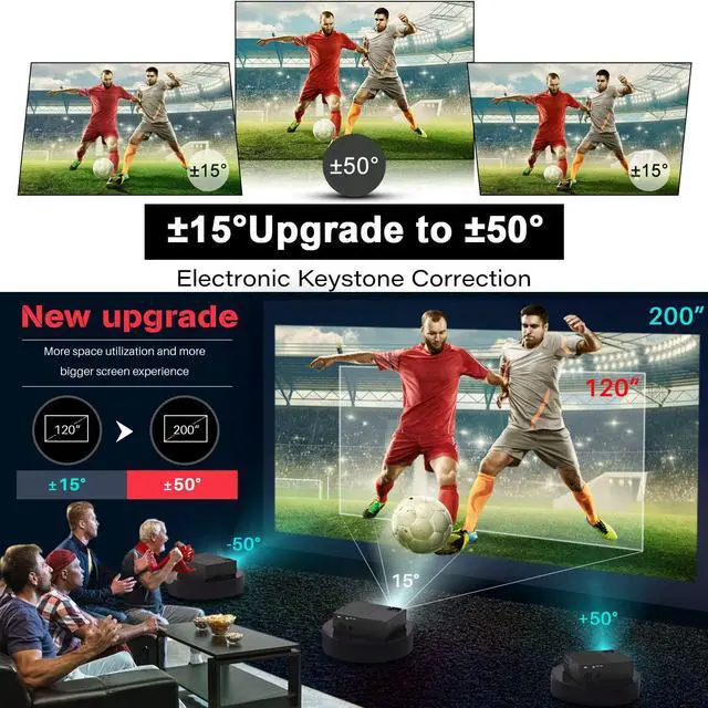 Alt view image 4 of 6 - JIMTAB M18 Native 1080P LED Video Projector, Upgraded HD Projector with 300\u201dDisplay Support AV,VGA,USB,HDMI, Compatible with Xbox,Laptop,iPhone and Android for Academic Display (Dark Star)