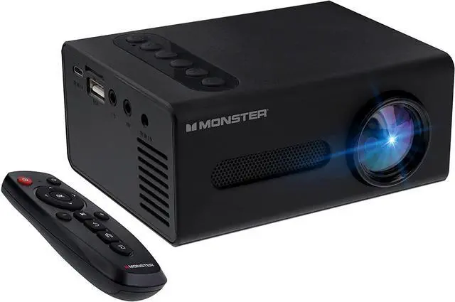 Alt view image 5 of 6 - Monster Image Mini Small Format LCD Projector 1920x1080 HD Quality, Project Up To 8 Feet Away, Works On Projection Screens Ranging from 20-80 Inches. Supports Any Format With Universal HDMI Cable