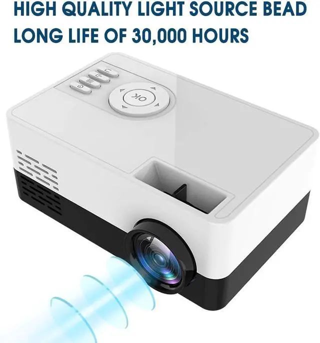 Alt view image 5 of 7 - Portable Mini Projector Support HD 1080P Movie Projector, 80" Display and 30000 Hours Lamp Life LED Video Projector, Compatible with Tv Stick, Video Games, Hdmi,USB,Tf,Vga,Aux,Av,Yellow