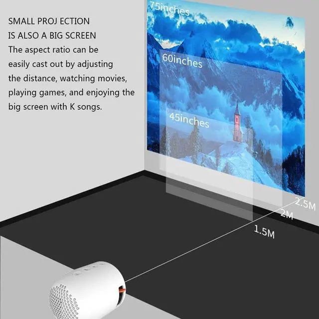 Alt view image 6 of 7 - Gaone Portable Mini Projector, 1080P Full HD Supported Video Projector, 2.5W Speaker, LED Movie Projector, 75 Inch Picture, Compatible with USB/HDMI/to/AV/VGA Home Theater Projector,Yellow