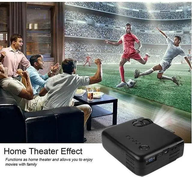Alt view image 6 of 6 - Mini Projector ,Portable Video-Projector,Multimedia Home Theater Movie Projector,Compatible with Full HD 1080P HDMI,VGA,USB,AV,Laptop,Smartphone,Black