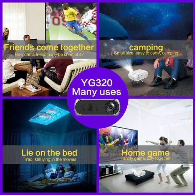 Alt view image 4 of 7 - Gaone Mini Projector, 1080P Supported Video Projector 4800 Lumens LED 20,000 Hrs Long Life Portable Home Theatre Projector Compatible with PS4, PC Via HDMI, VGA, TF, AV, and USB,White