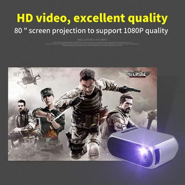 Alt view image 2 of 7 - Gaone Mini Projector, 1080P Supported Video Projector 4800 Lumens LED 20,000 Hrs Long Life Portable Home Theatre Projector Compatible with PS4, PC Via HDMI, VGA, TF, AV, and USB,White