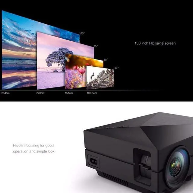 Alt view image 3 of 3 - High-Definition Projector, The Data line is Directly Connected to The Mobile Phone with The Same Screen Projector, Home LED Miniature Projection, Black