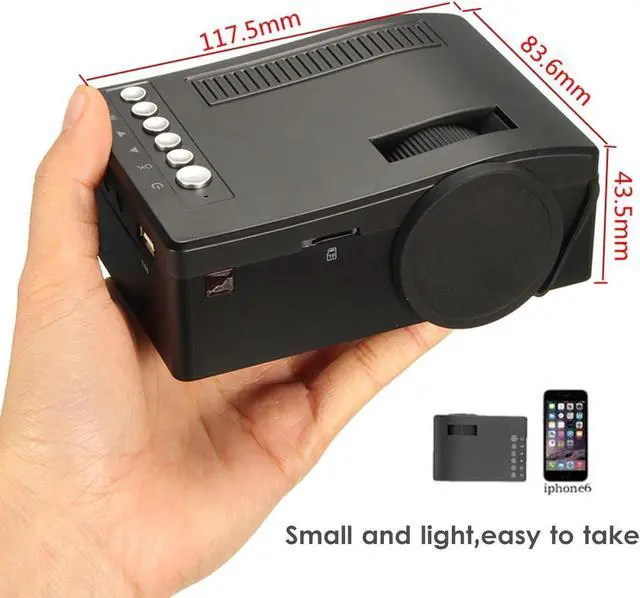 Alt view image 3 of 6 - Portable Mini Projector, Support HD 1080P And 60'' Screen LCD Video Projector, with 20,000 Hours Lamp Life Movie Projector for Home Entertainment Compatible with HDMI, USB, AV, DVD, VGA, Laptop,White