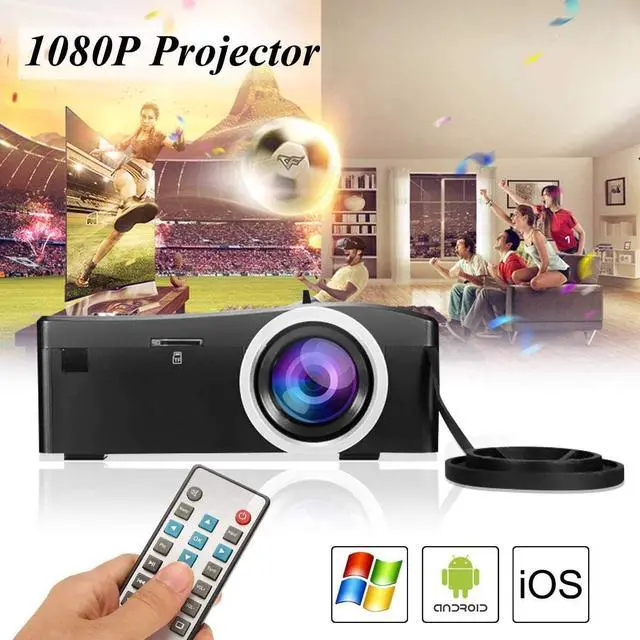 Alt view image 6 of 6 - Portable Mini Projector, Support HD 1080P And 60'' Screen LCD Video Projector, with 20,000 Hours Lamp Life Movie Projector for Home Entertainment Compatible with HDMI, USB, AV, DVD, VGA, Laptop,White