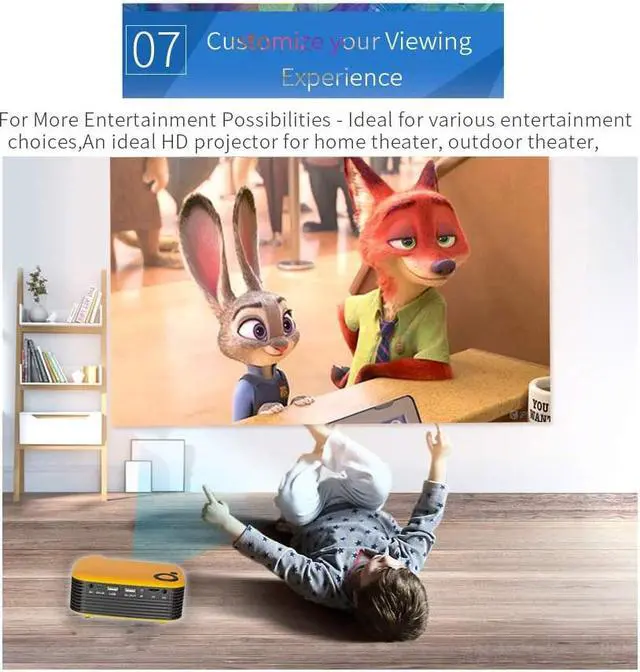 Alt view image 7 of 7 - Gaone Mini Projector, 1080P and 100'' Display Supported Portable Movie Projector with 50,000 Hours LED Lamp Life, Compatible with Tv Stick, PS4, Hdmi, Vga, to, AV and USB,Red