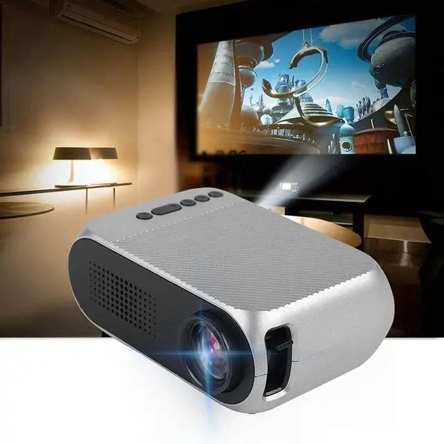 Alt view image 4 of 5 - 1080P HD Projector, Built-in Battery Projector, Household LED, Mini Portable HD Projector, HDMI, VGA, USB, Laptop, Silver