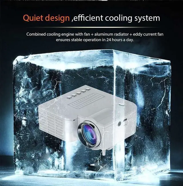 Alt view image 6 of 6 - Projector with 50 Inch Projector Screen, 1080P Full HD Supported Video Projector, Mini Movie Projector Compatible with TV Stick HDMI VGA USB TF AV, for Home Cinema & Outdoor Movie.White