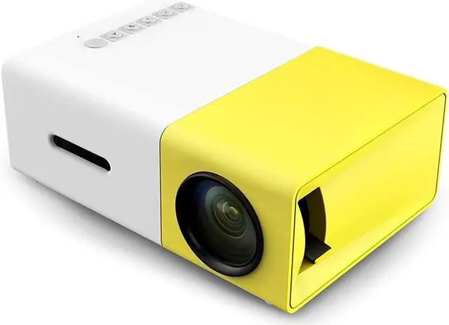 Main image of Battery Version Mini Home Projector, 1080P HD, Home Theater Movie Projector, LED Video Projector, with HDMI USB TV AV Interface and Remote Control, Yellow and White