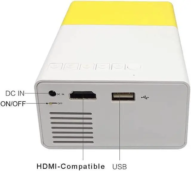 Alt view image 2 of 4 - Battery Version Mini Home Projector, 1080P HD, Home Theater Movie Projector, LED Video Projector, with HDMI USB TV AV Interface and Remote Control, Yellow and White