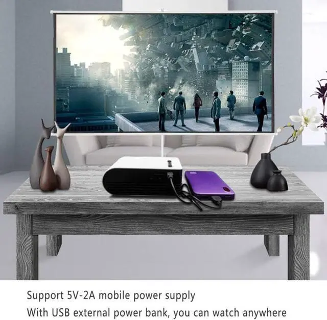 Alt view image 5 of 7 - Gaone Mini Projector Portable 1080P Full HD Video Projector 7000 Lumens and 80'' Display Supported, Compatible with TV Stick PS4 HDMI VGA TF AV USB, Home Theater Projector,Blue