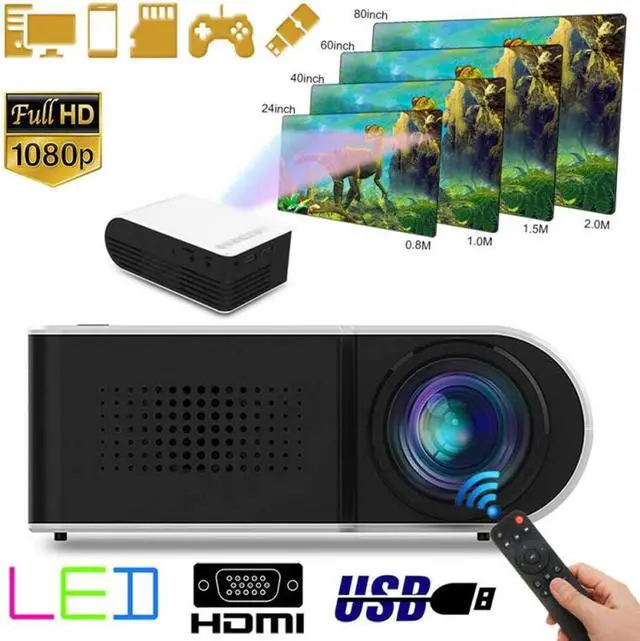 Alt view image 2 of 7 - Gaone Mini Projector Portable 1080P Full HD Video Projector 7000 Lumens and 80'' Display Supported, Compatible with TV Stick PS4 HDMI VGA TF AV USB, Home Theater Projector,Blue