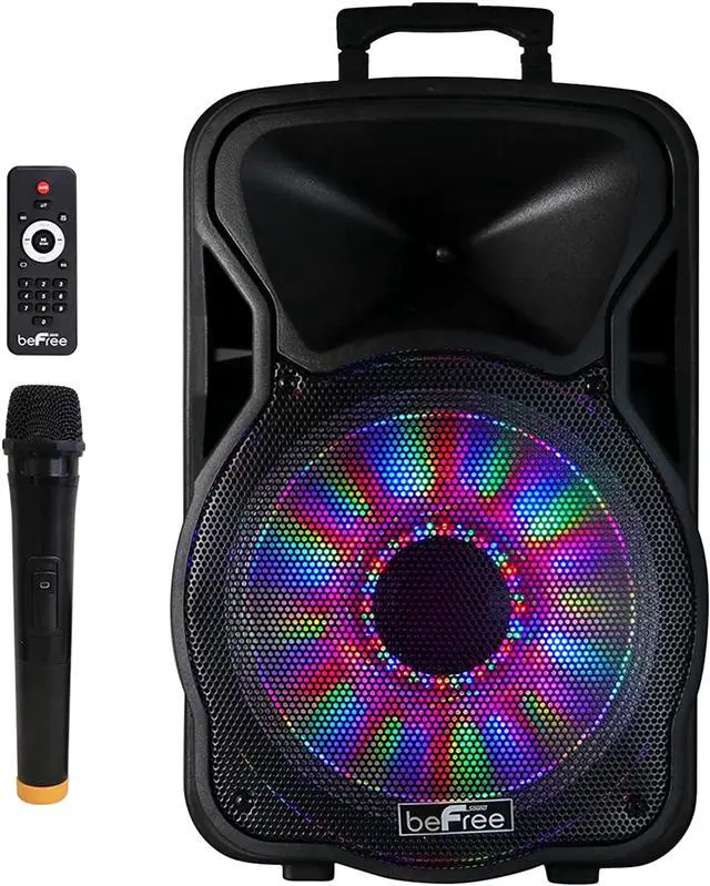 Main image of beFree Sound 12 Inch 2500 Watt Bluetooth Rechargeable Portable Party PA Speaker with Illuminating Lights,Black,BFS-12 Portable Speaker