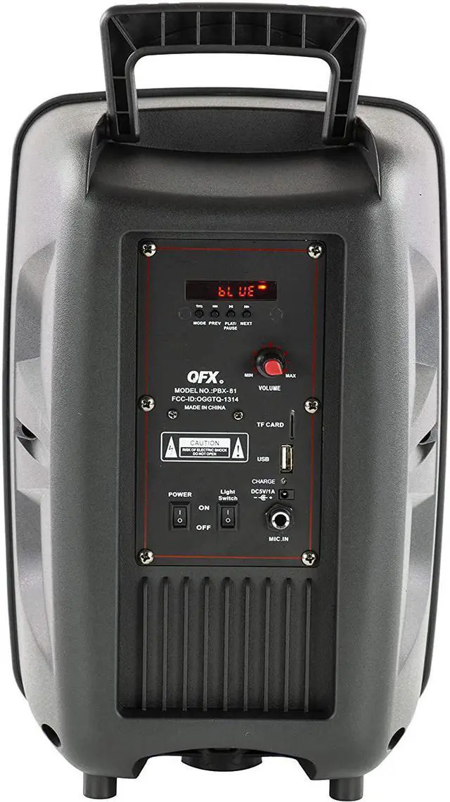 Alt view image 3 of 4 - QFX PBX-81 8" Portable Bluetooth Party Sound System with Microphone