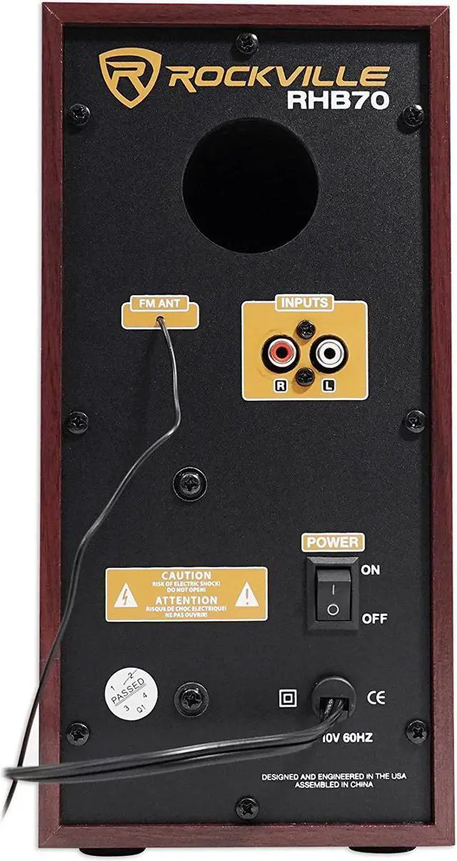Alt view image 5 of 7 - Rockville RHB70 Home Theater Compact Powered Speaker System w Bluetooth/USB/FM, Cherry Wood