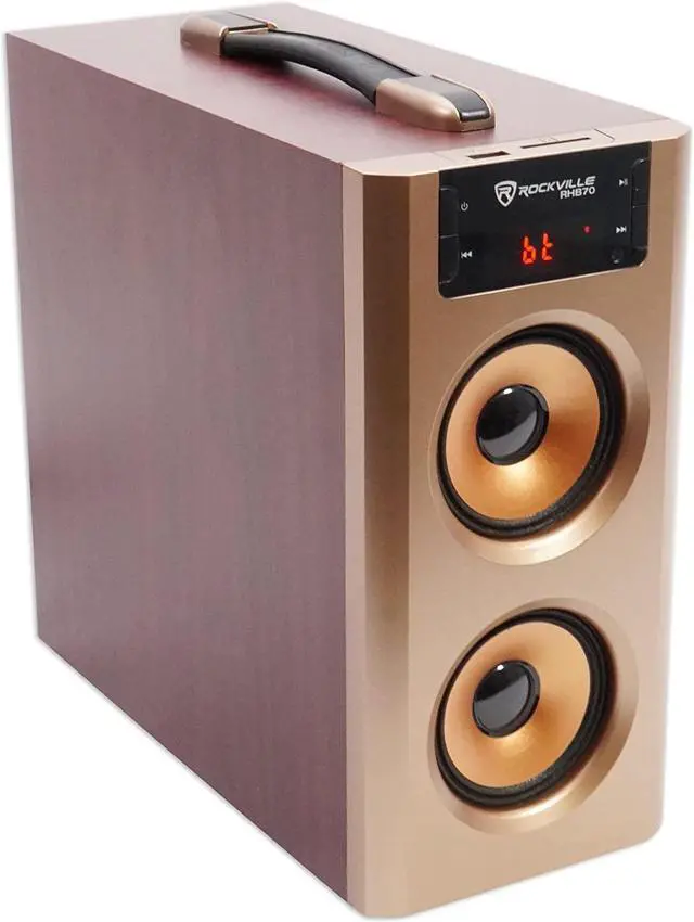 Alt view image 3 of 7 - Rockville RHB70 Home Theater Compact Powered Speaker System w Bluetooth/USB/FM, Cherry Wood