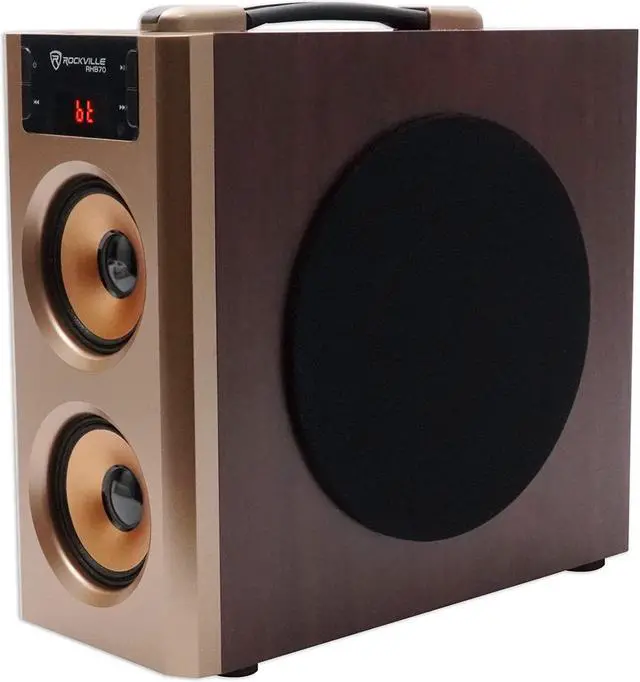 Alt view image 2 of 7 - Rockville RHB70 Home Theater Compact Powered Speaker System w Bluetooth/USB/FM, Cherry Wood