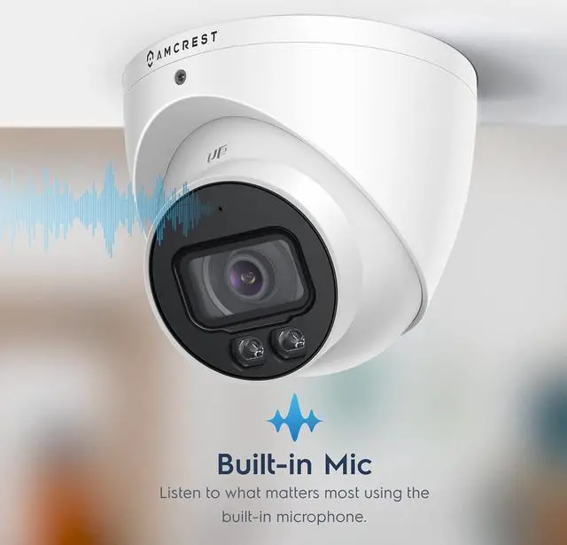 Alt view image 6 of 7 - 5MP NightColor Outdoor Security Camera, Turret 5MP @ 25fps, CCTV-Coax-BNC, 131ft Full Color Night Vision, Mic, 112° FOV (Not an IP Camera) (DVR Required, Not Included) (AT5N28-W)
