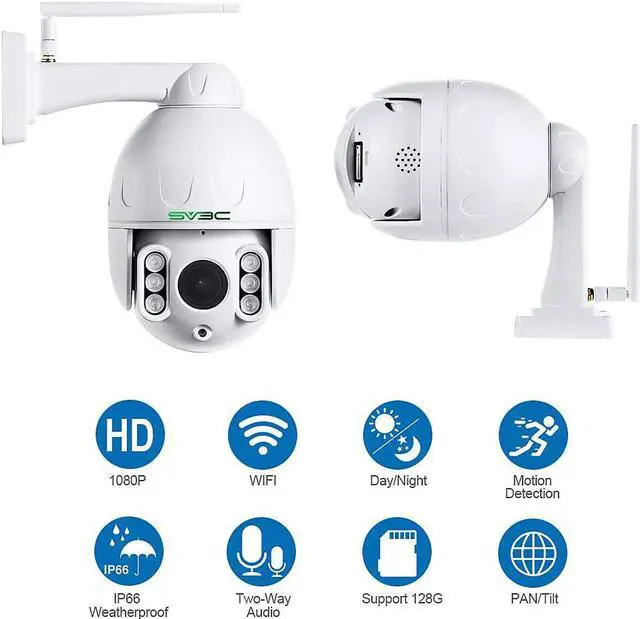 Alt view image 4 of 7 - SV3C 1080P Outdoor PTZ WiFi Camera, ONVIF Security IP Camera with Auto Tracking, 197ft HD Night Vision, 5X Optical Zoom, Two-Way Audio, Waterproof, Compatible with Blue Iris, SD Card Slot, CamHiPro