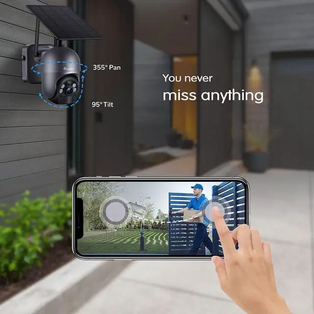 Alt view image 6 of 7 - Ctronics 3MP Solar Security Camera Wireless Outdoor WiFi, PTZ Surveillacne Camera Battery-Powered for Home Security, 360° View, Spotlight Color Night Vision, PIR Human Detection, 2-Way Audio (Grey)