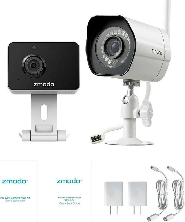 Alt view image 7 of 7 - Zmodo Cameras for Home Security (Indoor & Outdoor Camera Bundle), 1080p HD, IP Camera Wireless WiFi, Motion Detection, Two-Way Talk, Night Vision, Remote View, Cloud Service, Work with Alexa/Google
