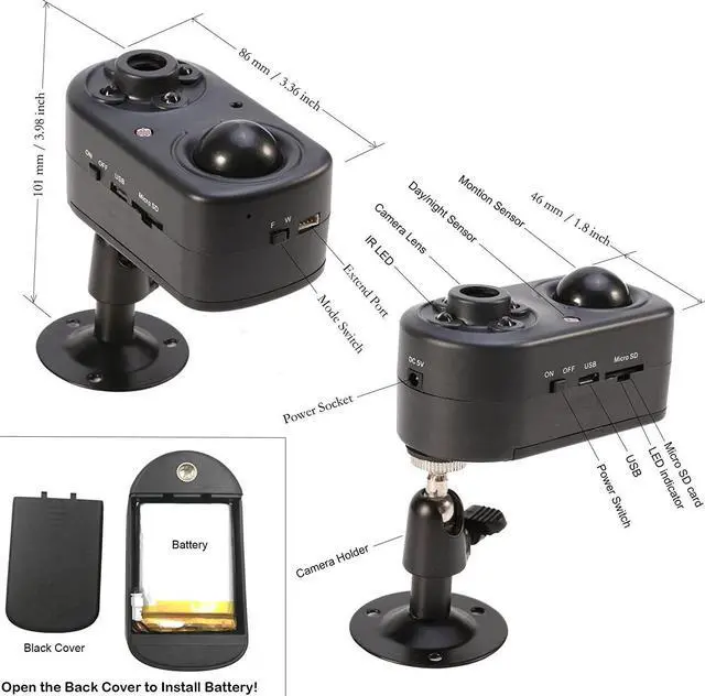 Alt view image 2 of 7 - eoqo Hack-Proof 1080p Battery-Powered Home Office Security Camera | Standalone DVR | Night Vision, PIR Motion Detection, Long Standby | Solar Powered Option, Indoor/Outdoor Video Surveillance