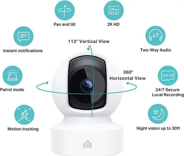 Alt view image 2 of 7 - Kasa 2K QHD Security Camera Pan/Tilt, Starlight Sensor for Color Night Vision, Motion Detection for Baby & Pet Monitor, 2-Way Audio, Cloud & SD Card Storage, Works with Alexa & Google Home (KC410S)