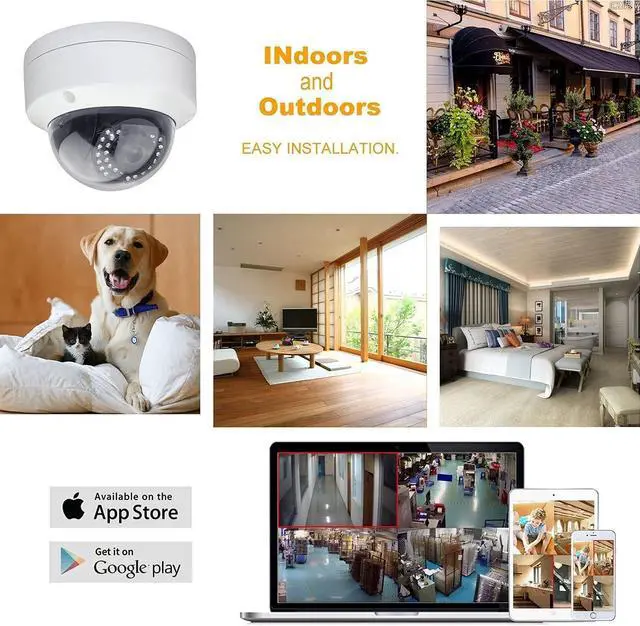 Alt view image 4 of 7 - 5MP PoE IP Dome Security Camera, 2.8mm Wide Angle, H.265 IP66 Waterproof Built-in Micphone/Audio, Compatible with Hik Vision NVR, Not PTZ Camera