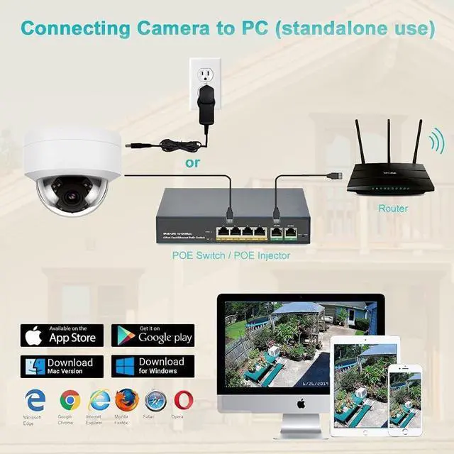 Alt view image 7 of 7 - 5MP PoE IP Dome Security Camera, 2.8mm Wide Angle, H.265 IP66 Waterproof Built-in Micphone/Audio, Compatible with Hik Vision NVR, Not PTZ Camera
