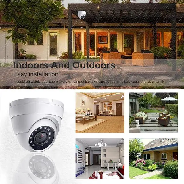 Alt view image 2 of 7 - 2MP Dome TVI AHD CCTV Surveillance Security Camera, 2.8mm 100° Wide Viewing Angle, 1080P Dome Camera, 65ft Night Vision, Outdoor, Compatible with Analog TVI AHD CVI DVR, Full Metal Housing