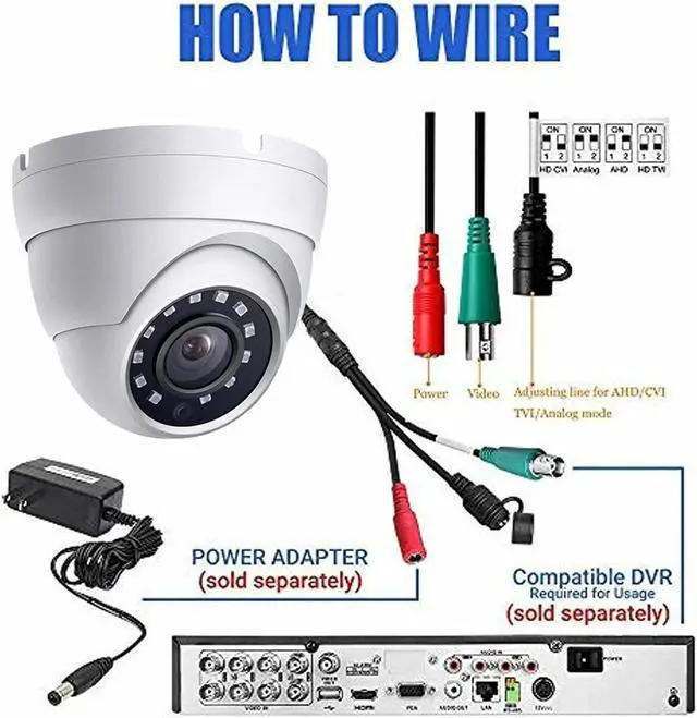 Alt view image 5 of 7 - 2MP Dome TVI AHD CCTV Surveillance Security Camera, 2.8mm 100° Wide Viewing Angle, 1080P Dome Camera, 65ft Night Vision, Outdoor, Compatible with Analog TVI AHD CVI DVR, Full Metal Housing
