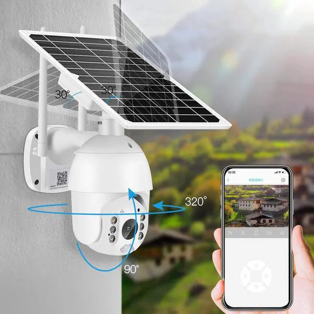 Alt view image 2 of 7 - 100% Wire-Free Wireless Rechargeable Battery Solar Powered Outdoor 1080P Pan Tilt WiFi Security Camera PIR Motion Recording Two-Way Audio IP65 Weatherproof Night Vision Built-in SD Slot