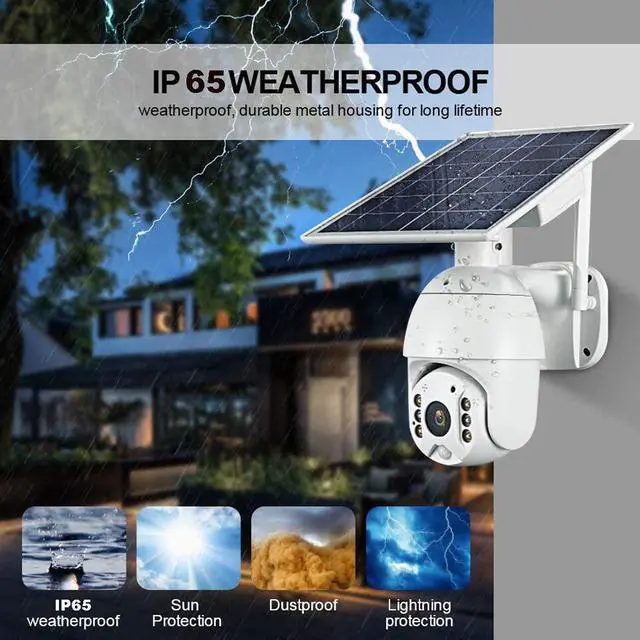 Alt view image 5 of 7 - 100% Wire-Free Wireless Rechargeable Battery Solar Powered Outdoor 1080P Pan Tilt WiFi Security Camera PIR Motion Recording Two-Way Audio IP65 Weatherproof Night Vision Built-in SD Slot