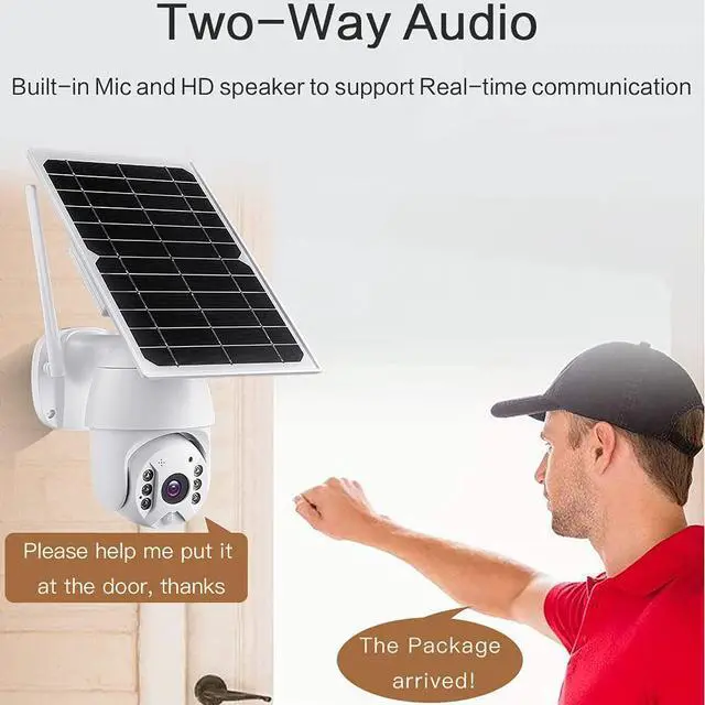 Alt view image 4 of 7 - 100% Wire-Free Wireless Rechargeable Battery Solar Powered Outdoor 1080P Pan Tilt WiFi Security Camera PIR Motion Recording Two-Way Audio IP65 Weatherproof Night Vision Built-in SD Slot