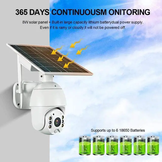 Alt view image 6 of 7 - 100% Wire-Free Wireless Rechargeable Battery Solar Powered Outdoor 1080P Pan Tilt WiFi Security Camera PIR Motion Recording Two-Way Audio IP65 Weatherproof Night Vision Built-in SD Slot