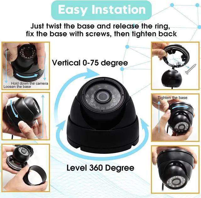 Alt view image 7 of 7 - Security Dome Camera Waterproof Night Vision Camera with Infrared LEDs,Day Night Weatherproof Surveillance CCTV Camera Dome Outdoor/Indoor,Night Vision Up to 80FT