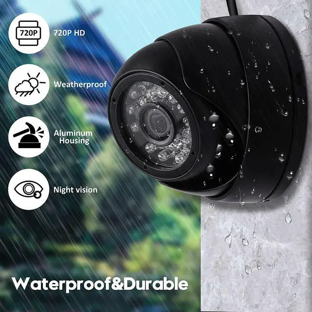 Alt view image 3 of 7 - Security Dome Camera Waterproof Night Vision Camera with Infrared LEDs,Day Night Weatherproof Surveillance CCTV Camera Dome Outdoor/Indoor,Night Vision Up to 80FT