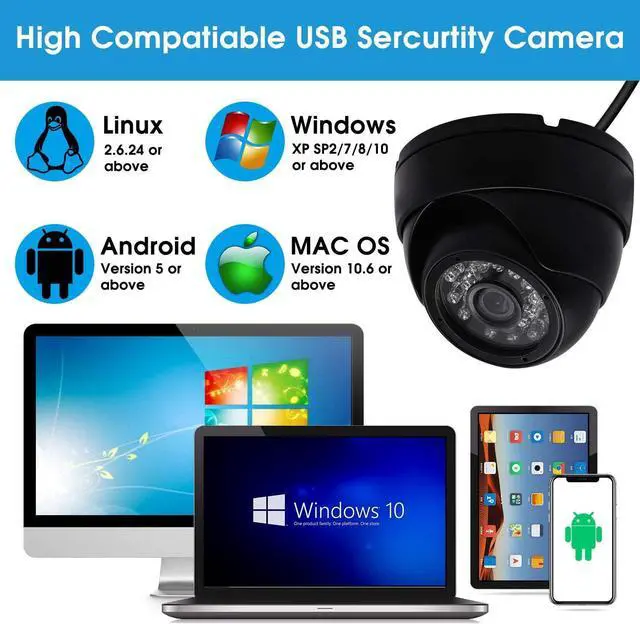 Alt view image 3 of 7 - SVPRO Outdoor USB Camera 1080P Full HD Waterproof Night Vision Camera with Infrared LEDs,USB Security Camera for Home Surveillance System 30/60/120fps OV2710 Dome Camera with IR-Cut&Metal Housing