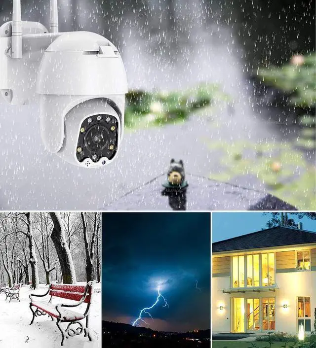 Alt view image 4 of 7 - Outdoor PTZ WiFi IP Security Camera 1080P Home Surveillance Camera Pan/Tilt Two-Way Audio Motion Detection Color Night Vision Auto Tracking CamHiPro APP AT-200DW