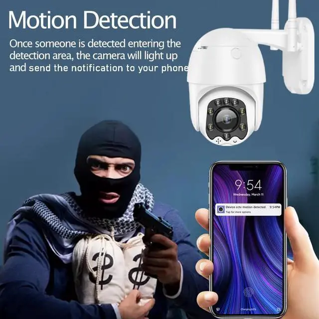 Alt view image 6 of 7 - Outdoor PTZ WiFi IP Security Camera 1080P Home Surveillance Camera Pan/Tilt Two-Way Audio Motion Detection Color Night Vision Auto Tracking CamHiPro APP AT-200DW