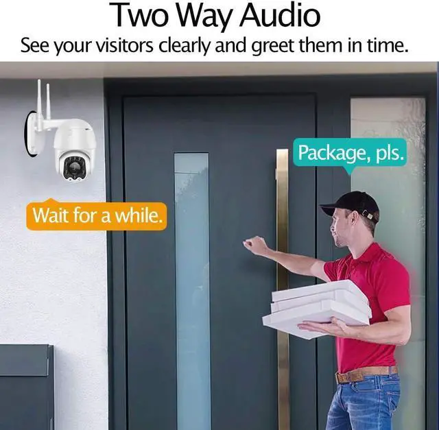 Alt view image 7 of 7 - Outdoor PTZ WiFi IP Security Camera 1080P Home Surveillance Camera Pan/Tilt Two-Way Audio Motion Detection Color Night Vision Auto Tracking CamHiPro APP AT-200DW