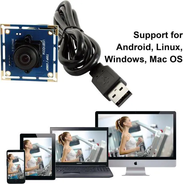 Alt view image 4 of 7 - ELP USB Fisheye Camera - 180 Degree 1080P Wide Angle Webcam, High Speed | 100FPS/480P, 60FPS/720P, 30FPS/1080P, Mini Lightburn Camera for Laser, UVC USB Camera Module for Windows, Linux, Android, Mac