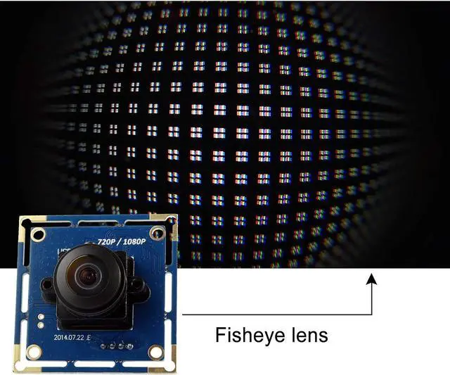 Alt view image 3 of 7 - ELP USB Fisheye Camera - 180 Degree 1080P Wide Angle Webcam, High Speed | 100FPS/480P, 60FPS/720P, 30FPS/1080P, Mini Lightburn Camera for Laser, UVC USB Camera Module for Windows, Linux, Android, Mac