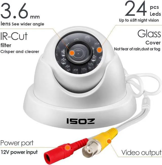 Alt view image 4 of 7 - ZOSI 4 Pack 1/3" 3.6mm 1000TVL 960H Colorful Night Vision Dome CCTV Home Security Camera With IR Cut Filter 24PCS Infrared IR Lens IP66 Waterproof Level Surveillance System W/CCTV Cable