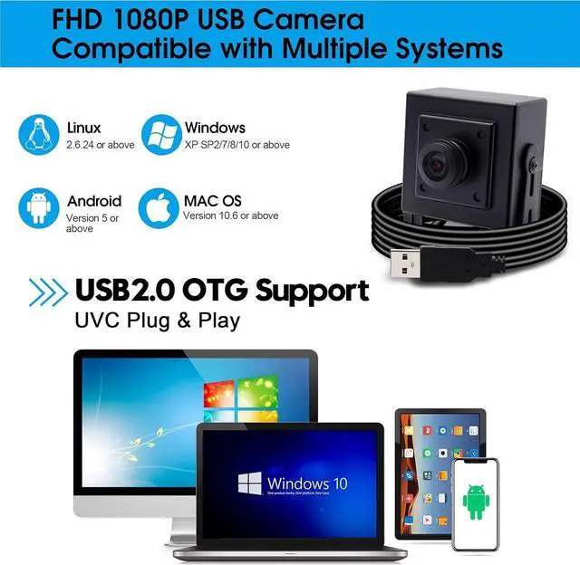 Alt view image 7 of 7 - Gadpiparty SVPRO 1080P USB PC Webcam Wide Angle Fisheye 180 Degree, High Resolution Industrial USB Camera for HD Security System,Plug and Play Video Conference Camera for Windows,Linux, Android,Mac C