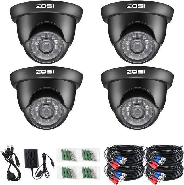 Main image of Gadpiparty ZOSI 4 Pack 720P HD TVI Security Camera for Surveillance CCTV DVR System with 65ft Night Vision Outdoor Indoor Home Security Cameras Kits