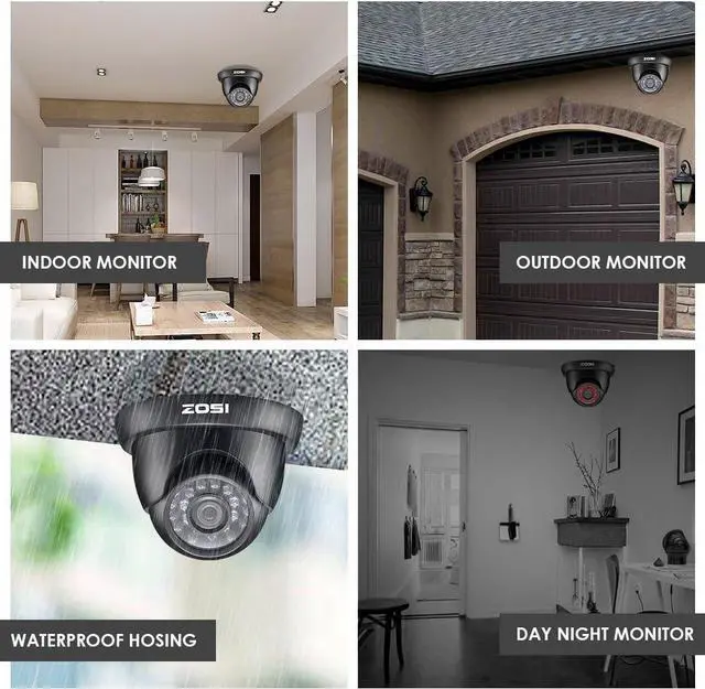 Alt view image 7 of 7 - Gadpiparty ZOSI 4 Pack 720P HD TVI Security Camera for Surveillance CCTV DVR System with 65ft Night Vision Outdoor Indoor Home Security Cameras Kits
