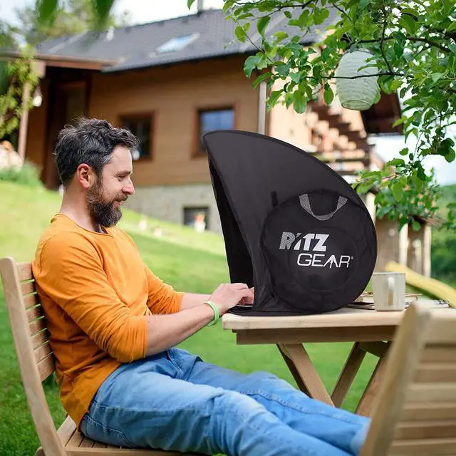 Alt view image 6 of 7 - Ritz Gear 4-in-1 Multimedia LED Backlight Computer Combo Kit (RGB) & Sun Shade Anti-Glare Screen Hood, Tent for 17" Computer Shield Waterproof Cover for Working Outside Protecting from Sunshine, Rain